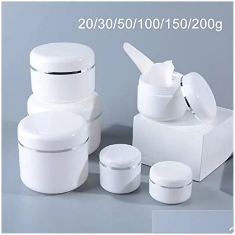 Packing Bottles Wholesale White Plastic Jar With Lid Empty Refillable Cosmetic Bottles Make Up Face Cream Lotion Storage Container Off Dh5Bk