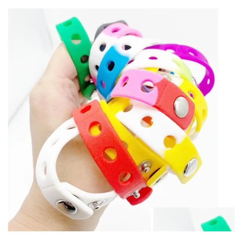 silicone jelly bracelet wristband 21cm fit shoe buckle charm accessory party gift fashion jewelry wholesale