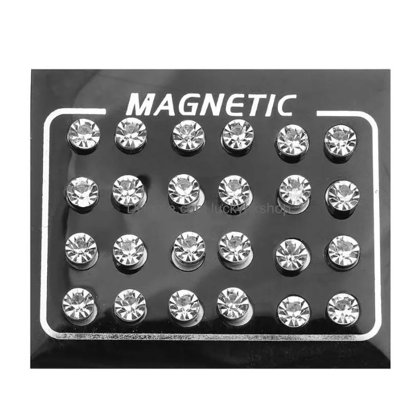 Stud Fashioh Stainless Steel No Piercing Magnetic Stud Earrings For Women Men Mixcolorwhite Crystal Earring Ear Jewelry1012253 Jewelry Dhy4J