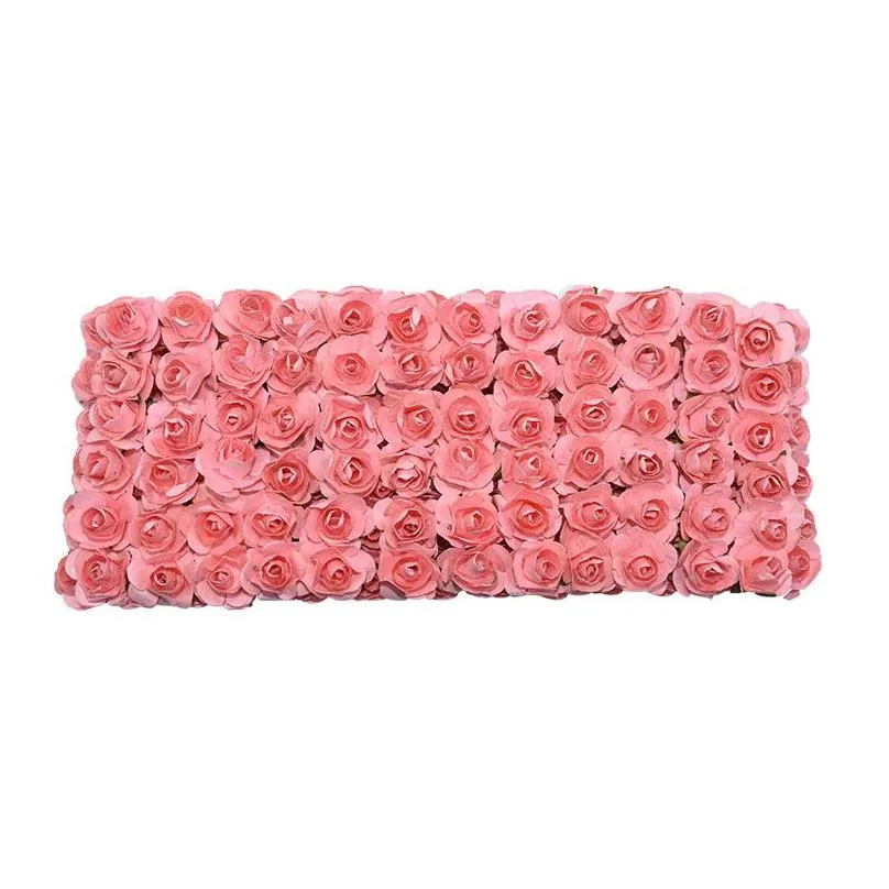 Decorative Flowers & Wreaths 72/144Pcs 2Cm Mini Paper Rose Artificial Flowers Bouquet For Wedding Party Decoration Scrapbooking Diy Cr Dh3Si