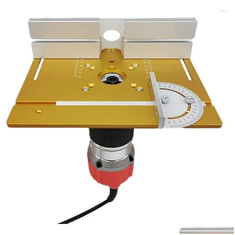 wholesale set of 3 router table insert plate trimming machine auxiliary tool with miter gauge gold