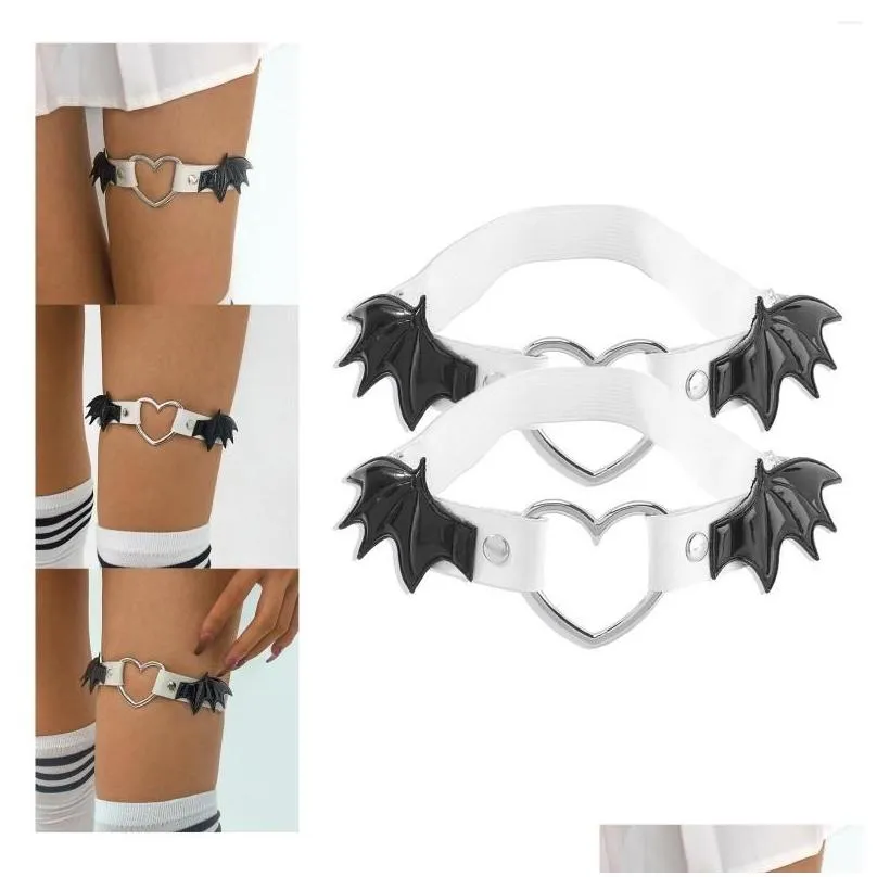 Garters Garters Hollow Heart Leather Leg Garter Anti Slip Ring Harness Women Girl Adjustable Punk Rock Thigh Apparel Underwear Women`S Dhytf