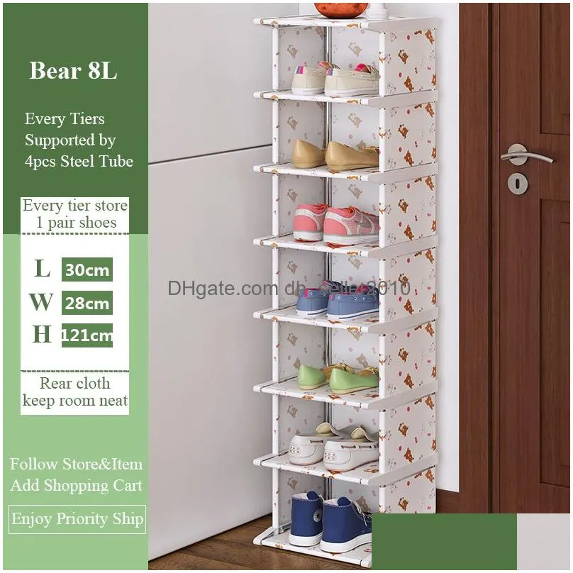 Storage Holders & Racks Standing Shoe Rack Dustproof Shoes Cabinet Assemble Organizer Shelf Top-Quality Corner Closet Holder Amazing 2 Dha16