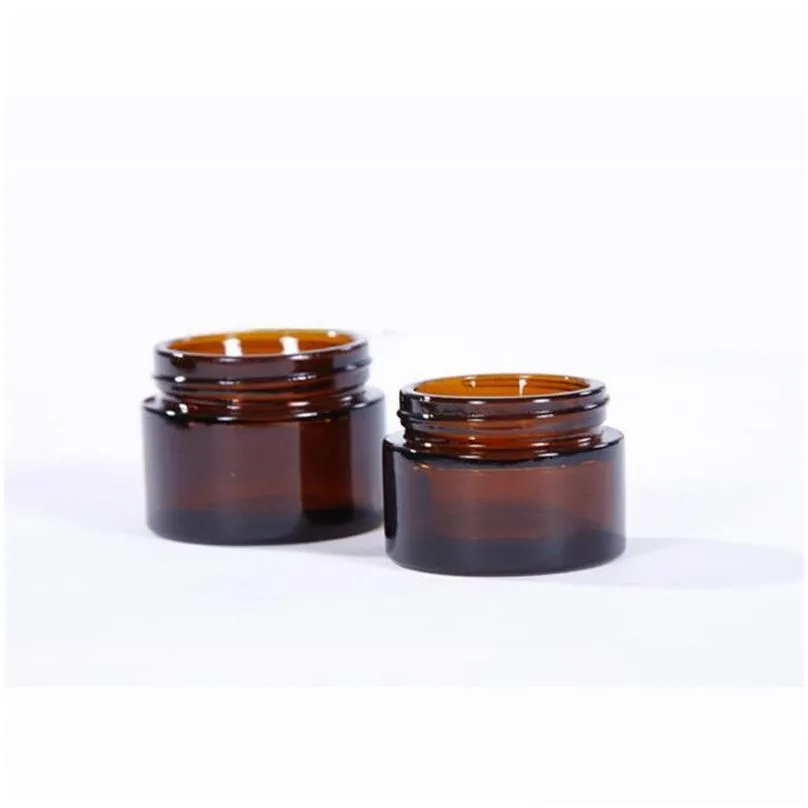 Packing Bottles Wholesale 5G 10G 15G 20G 30G 50G Amber Brown Glass Face Cream Jar Refillable Bottle Cosmetic Makeup Storage Container Dhta7