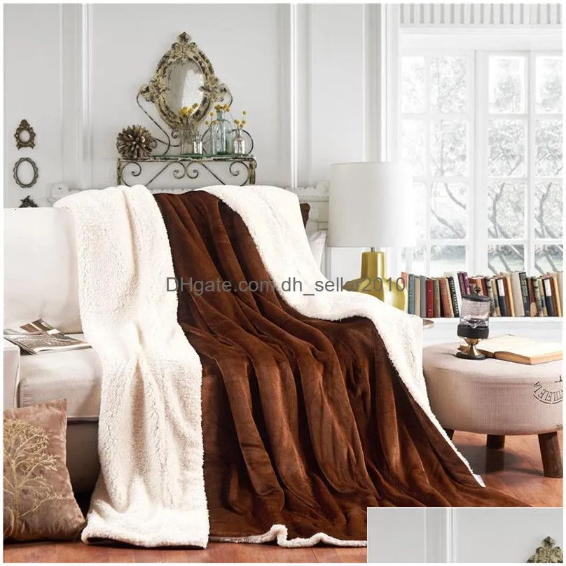 Blankets Blanket Thick Winter Duvet Er Warm Wool For Bed Office Travel Double Bedspread On The Couple Queen Size 230221 Home Garden Ho Dh1Gt