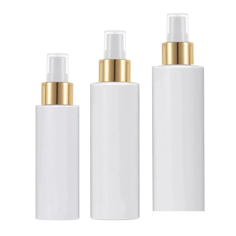 Packing Bottles Wholesale 100Ml/150Ml/200Ml Refillable Bottle Plastic Per Empty Thickened White Flat Shoder Cosmetic Container Office Dhtax