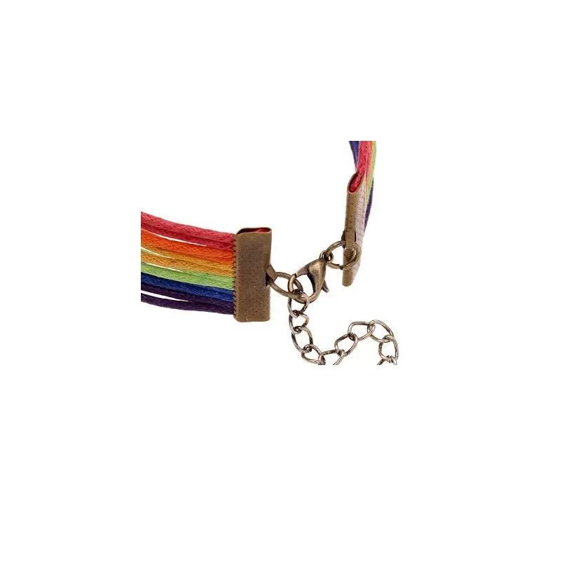 Charm Bracelets Rainbow Flag Gay Pride Bracelets Lgbt Charm Heart Braided Rope Lesbian Love Design Bangle Jewelry Wholesale Jewelry Br Dhjfj