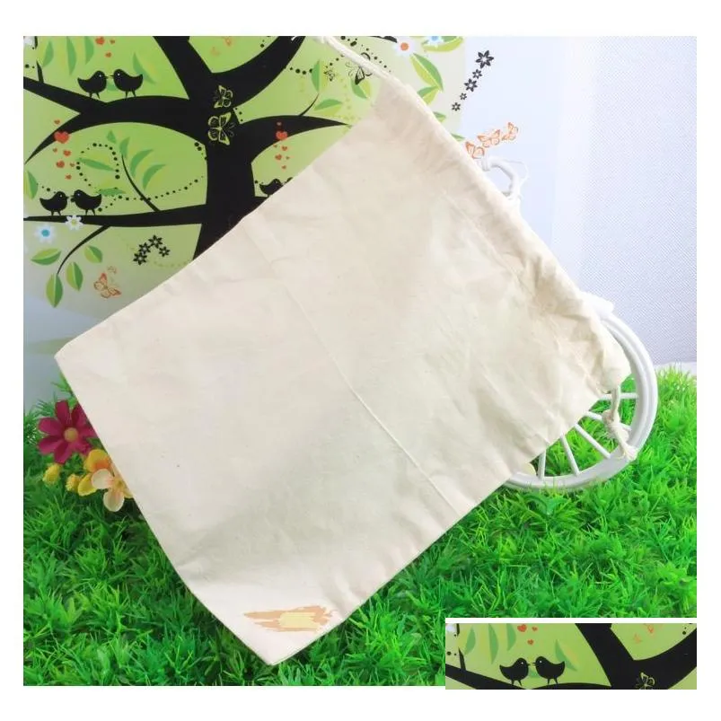 Jewelry Pouches, Bags 130G/M2 100% Cotton Organic Natural Bags Dstring Pouches Sustomize Logo Size Jewelry Jewelry Packing Display Dhctv