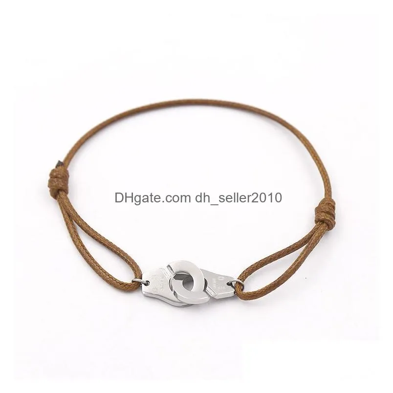 Charm Bracelets Fashion Women And Man Size Bracelet Handmade Rope Chain Charm Titanium Stainless Steel With Manacle Brand Jewelry Jewe Dhcr8