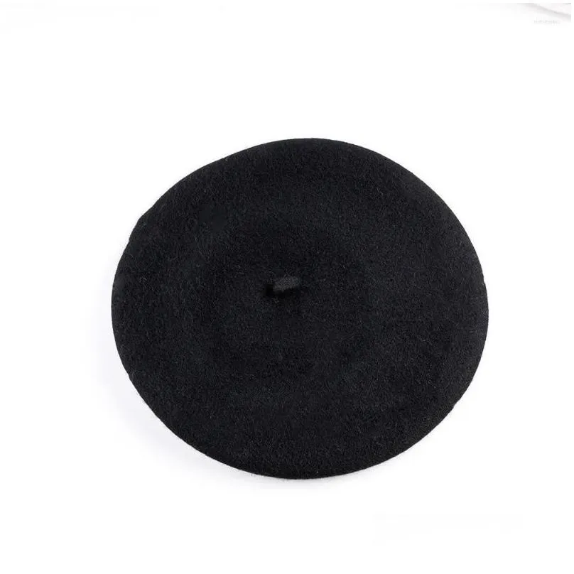 Berets Berets Spring Autumn Women Hat Wool French Artist Style Pure Color Girls Beret Classic Vintage Elegant Ladies All Match Fashion Dhqp5