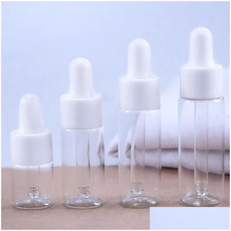 wholesale 50pcs/lot 5ml 10ml 15ml 20ml clear glass dropper bottle jars vials with pipette for cosmetic perfume  oil bottles