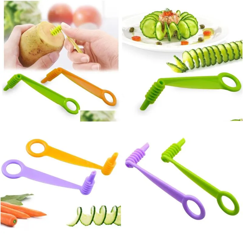 Fruit & Vegetable Tools New Creative Cucumber Spiral Slicer Fruit Vegetable Tools Rotating Slicing Mtifunctional Cutter And Cutting De Dh2Ap
