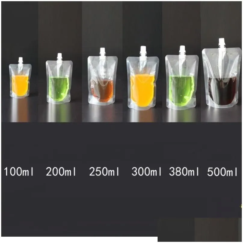 wholesale packing bags standup plastic drink packaging bag spout pouch for beverage liquid juice milk coffee 200 to 500ml filling