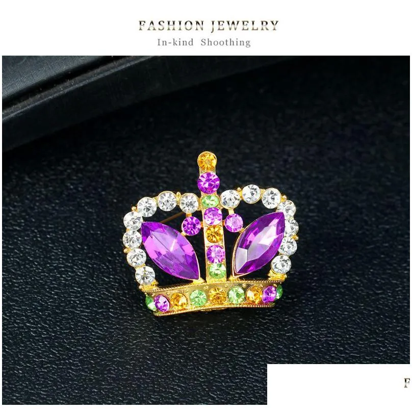 Pins, Brooches New Crystal Rhinestone Princess Queen Crown Brooch Pin Tiara Brooches For Women Girls Wedding Party Banquet Birthday Je Dhm6U