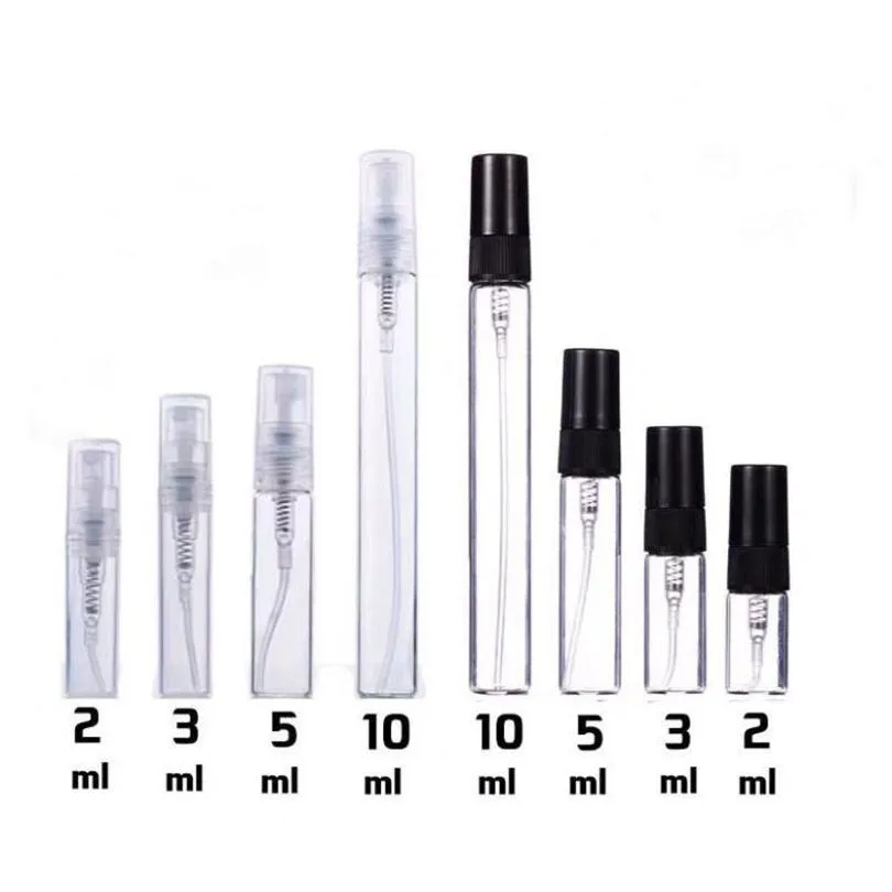 Packing Bottles Wholesale 2Ml L 5Ml 10Ml Mini Clear Glass Spray Bottle Atomizer Refillable Per Sample Vials Office School Business Ind Dh8Vj