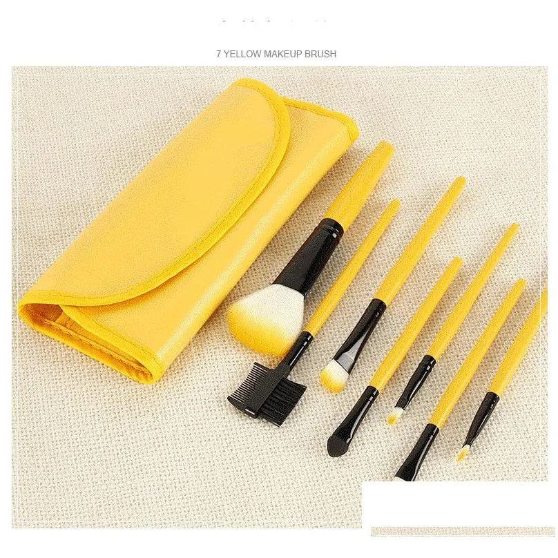 Other Health & Beauty Items 7Pcs Makeup Brush Set Personal Blush Eyeshadow Powder Foundation Facial Cosmetic With Pu Bag 9 Colors In S Dhw0M