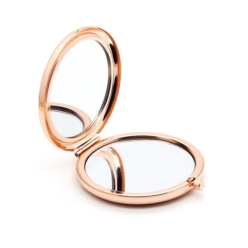 Mirrors Compact Makeup Mirror Portable Double Side Folding Mirrors Women Vintage Cosmetic For Bridesmaid Proposal Wedding Home Garden Dh6Fp