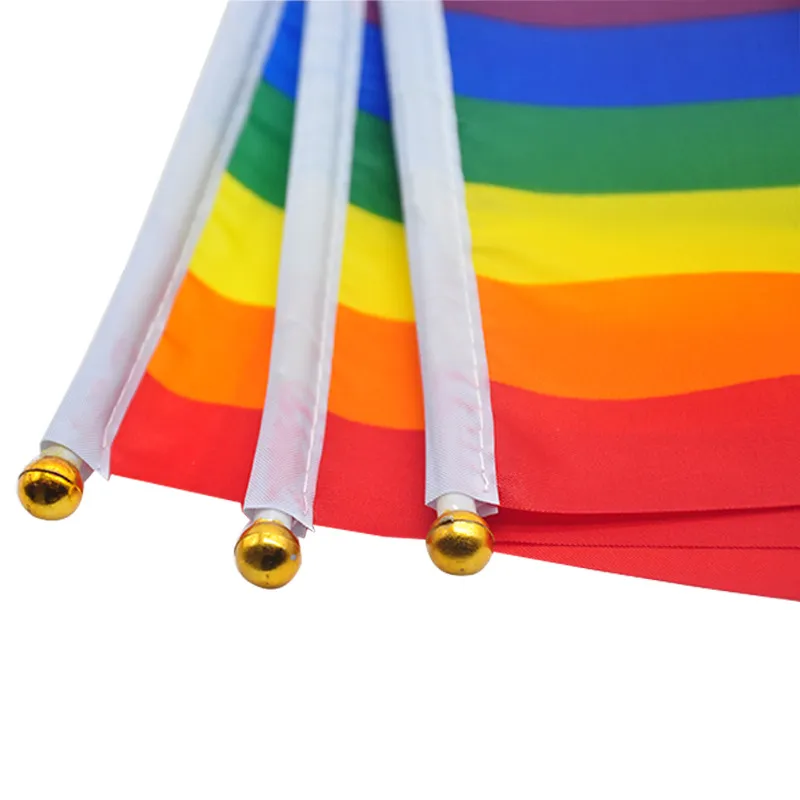 14X21cm Rainbow Flag with Flagpole Rainbow Gay Lesbian Homosexual Bisexual Pansexuality Transgender LGBT Pride U0428
