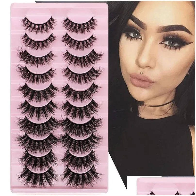 Other Health & Beauty Items False Eyelashes Cat Eye Fluffy Faux Mink Lashes 8D 3D Wispy Curl 10Pairs Pack Dramatic Long Thick Volume N Dhnes