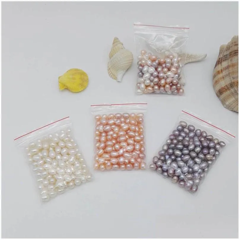 Pearl High Quality 6-7Mm Oval Pearls Seed Beads 3Colors White Pink Purple Loose Freshwater For Jewelry Making Supplies Jewelry Loose B Dhvcb