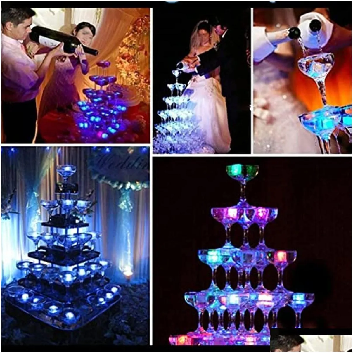 waterproof led ice cube toys multi color flashing glow in the dark led light up for bar club drinking party wine wedding decoration