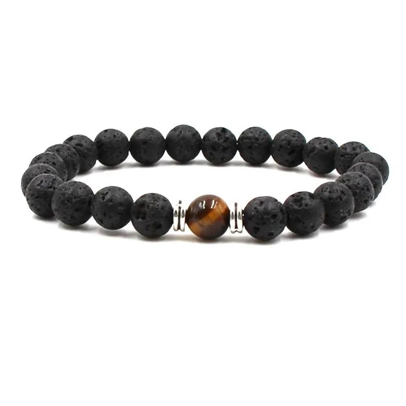 Beaded 9 Color Lava Rock Beaded Chain Bangle  Oil Diffuser Stone Chakra Charm Bracelet For Women Men S Fashion Aromatherapy C Dhvoh