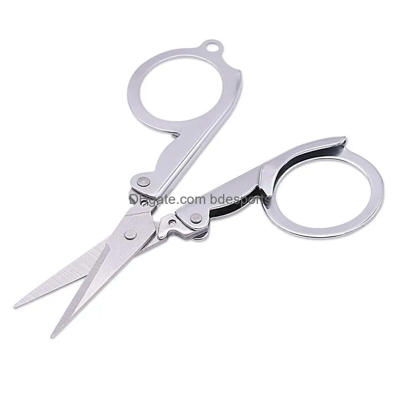 Utility Knife Wholesale Stainless Steel Folding Scissors Mini Convenience Travel Sier Tailor Household Hand Tools Office School Busine Dh5Jo