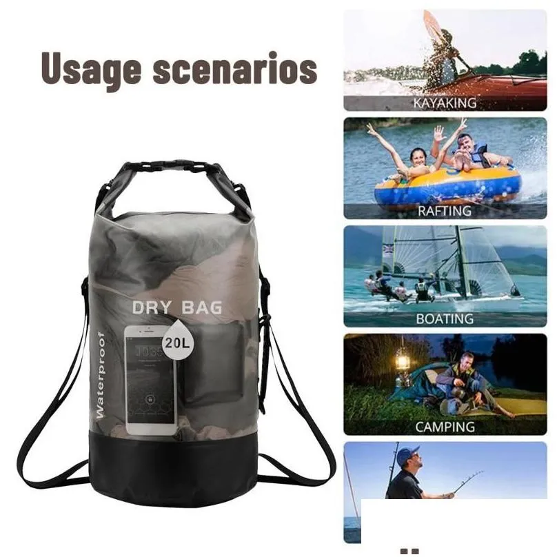 storage bags waterproof dry bag pvc outdoor roll top compression sack for kayaking beach rafting boating hiking camping and fishing