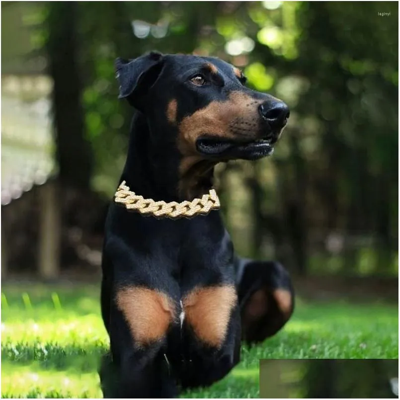 dog collars 2mm with diamond non-rust alloy durable dogs chains necklace pet accessories cat collar