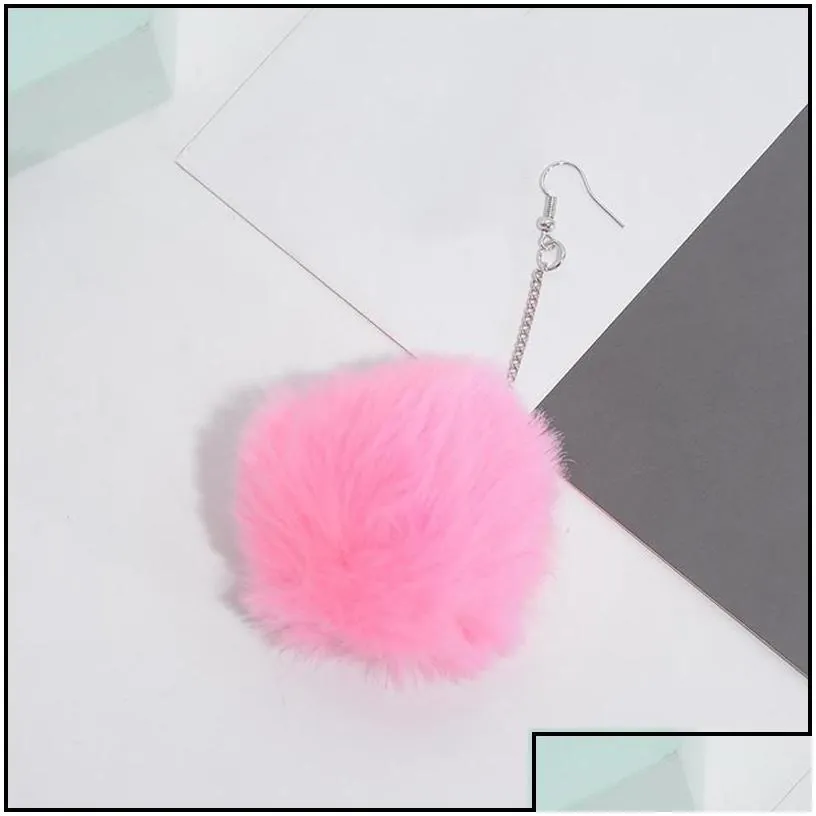 dangle chandelier 2021 winter women accessories fashion lovely pom fur ball long pendant dangle earring jewelry christmas gift dro