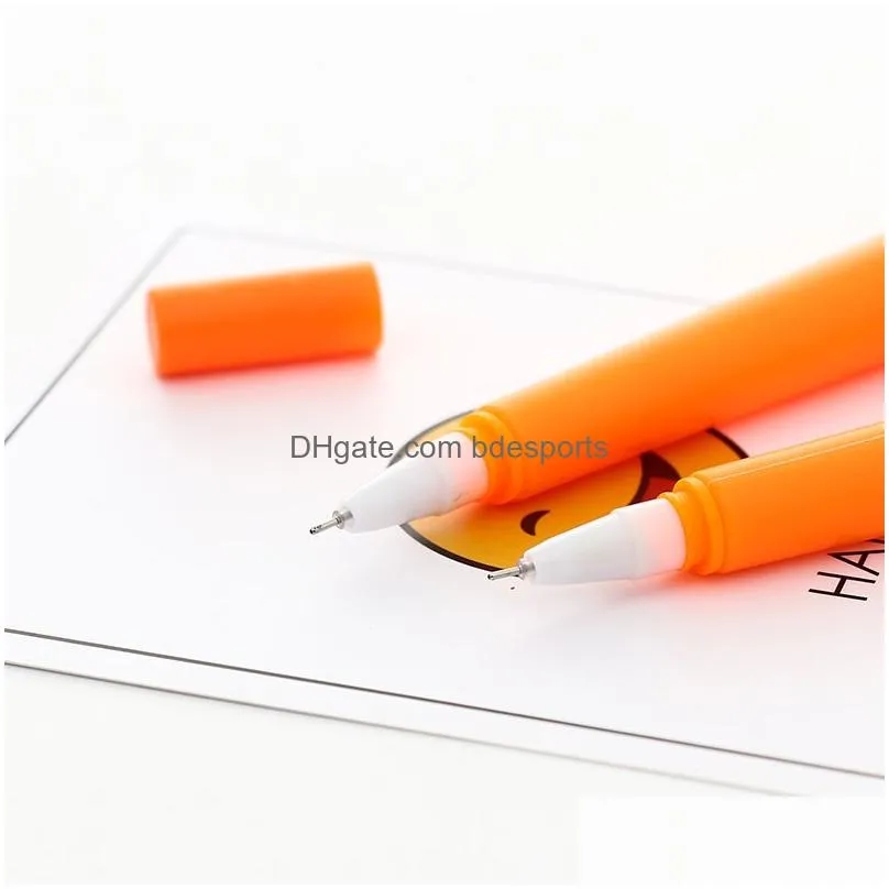 Gel Pens Wholesale Carrot Roller Ballpoint Pen 0.5Mm Orange Vegetable Shaped Student Stationery Gel Pens Christmas Gift Office School Dhljb