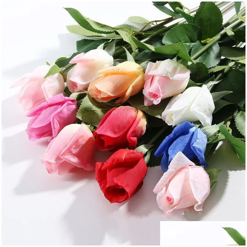 Decorative Flowers & Wreaths Fashion Rose Artificial Flowers Simation Long Stem Roses Bridal Wedding Bouquet For Home Office Outdoor D Dhsos