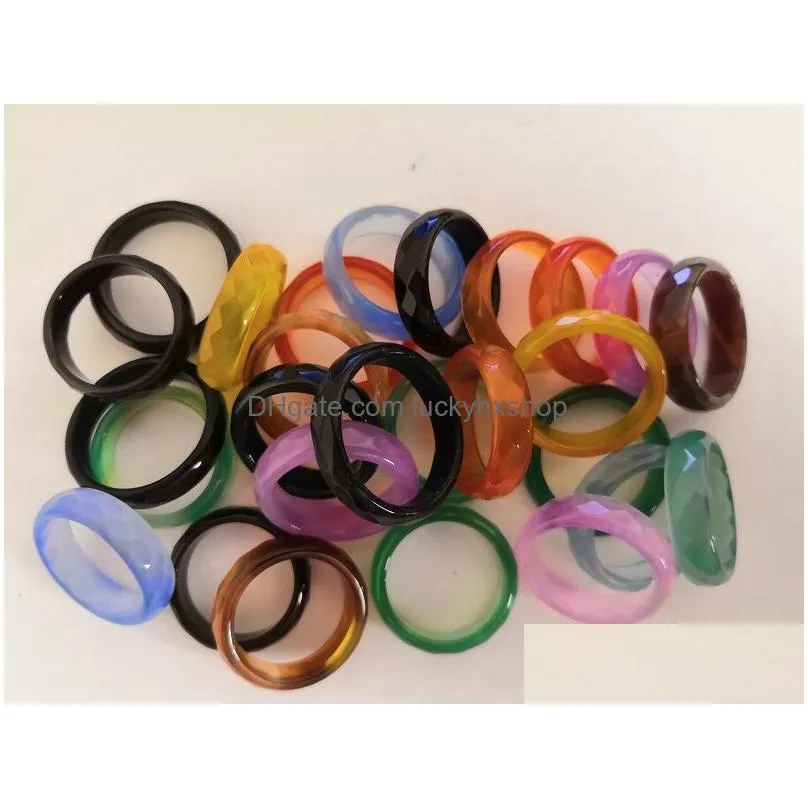 Band Rings 100Pcslot Jewelry Mticolor Carnelian Agatee Women Girls Rings Mixed Colors Bk Packs Whole2903265 Jewelry Ring Dhiy8