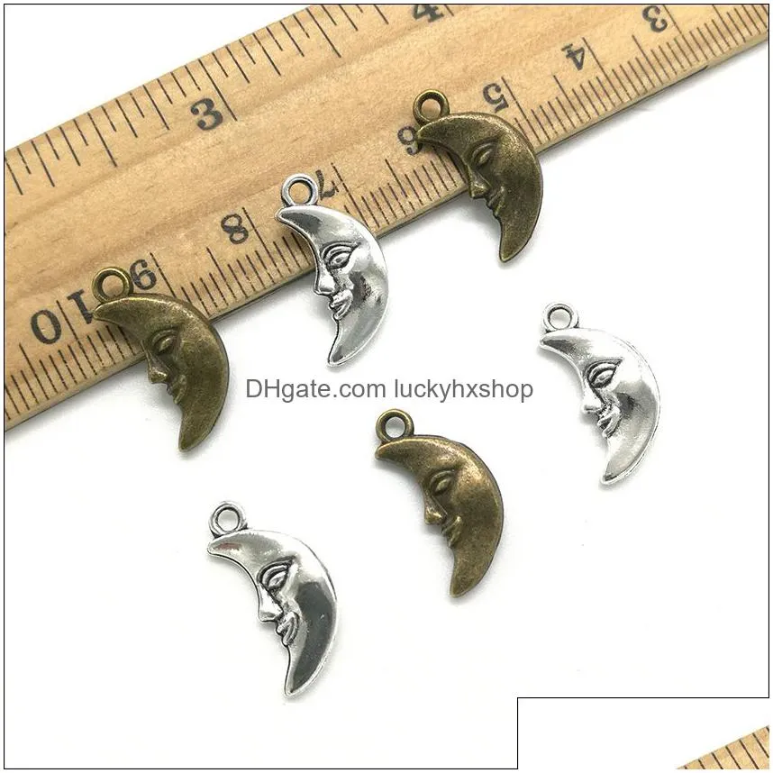 Charms 100Pcs Moon God Face Alloy Charm Pendant Retro Jewelry Diy Keychain Ancient Sier Bronze For Bracelet Earrings 19X9Mm7589312 Jew Dhdsr