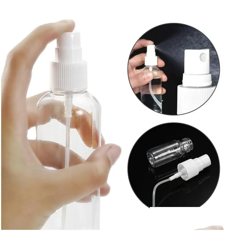 Packing Bottles Wholesale 100Ml Spray Bottle Refillable Travel Containers Round Shoder Empty Bottles For Cleaning Pers Cosmetics Packa Dhxtk