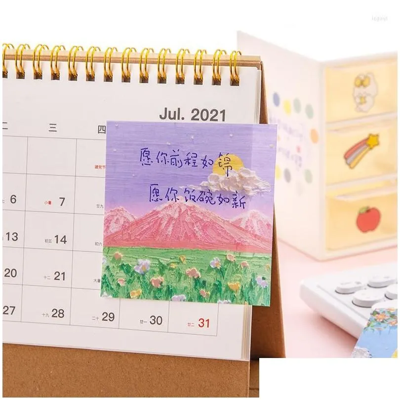 wholesale 32packs/lot landscape oil paintings memo pad sticky notes notebook stationery school supplies kawaii