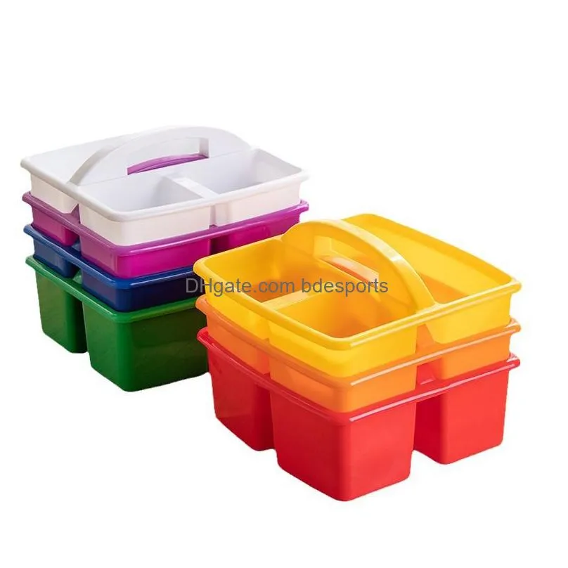 Desk & Drawer Organizers Wholesale Rainbow Mtifunctional Portable Split Storage Basket Tool Box Desk Accessories 23.5X21.5X13Cm Office Dhpei