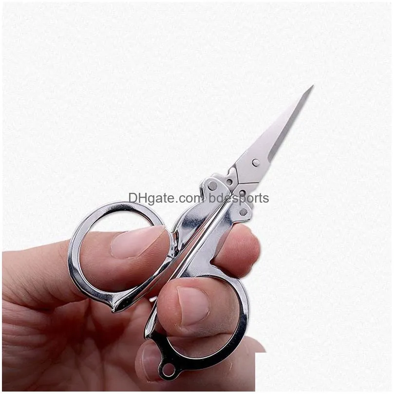 Utility Knife Wholesale Stainless Steel Folding Scissors Mini Convenience Travel Sier Tailor Household Hand Tools Office School Busine Dh5Jo