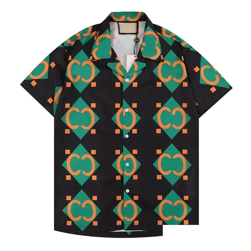 mens designer shirt summer short sleeve casual button up shirt printed bowling shirt beach style breathable t-shirt clothing g35