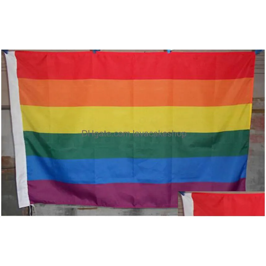 Banner Flags Rainbow Flag 3X5Ft 90X150Cm Lgbt Banner Polyester Colorf For Decoration 3 X 5Ft Kka6888 Home Garden Festive Party Supplie Dhg1V