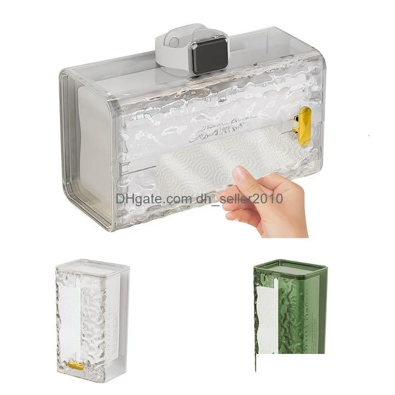 Tissue Boxes & Napkins Tissue Boxes Napkins Mtipurpose Box Transparent Rectangar Storage Bathroom Wall Mounted Toilet Paper Case Deskt Dhews