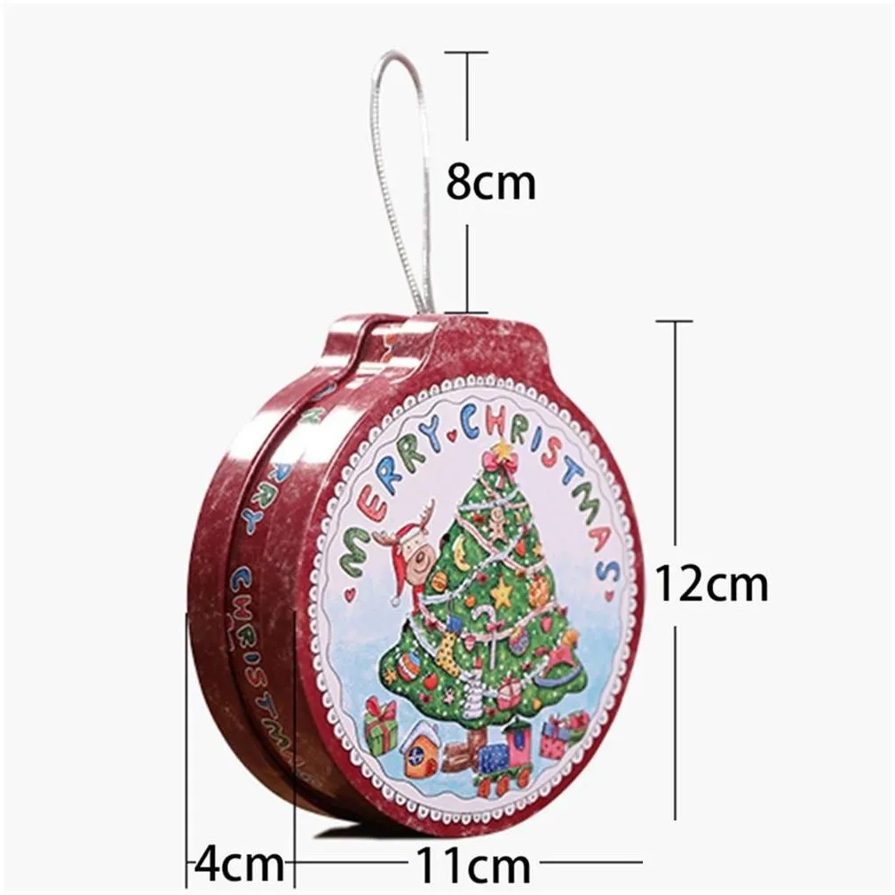 Christmas Decorations Chzll Metal Round Christams Candy Boxes Christmas Decor For Home Santa Claus Xmas Elk Deer Gift Noel Present Nav Dhnxa