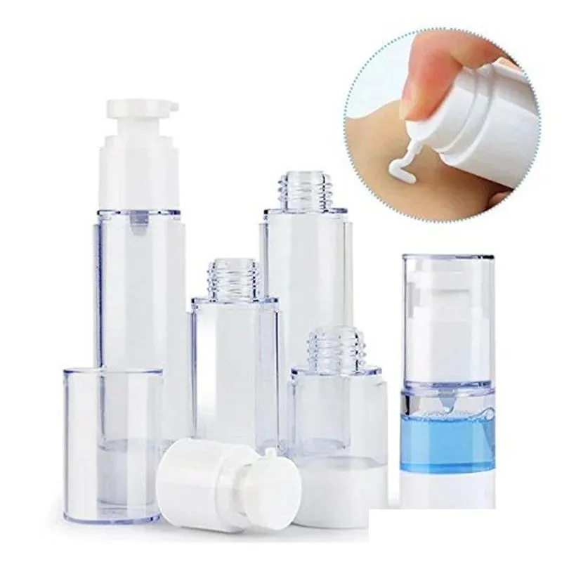 Packing Bottles Wholesale 15Ml 30Ml 50Ml 80Ml 100Ml 120Ml Airless Pump Bottle Vacuum Press Lotion Spray Containers Refillable Portable Dhyzc