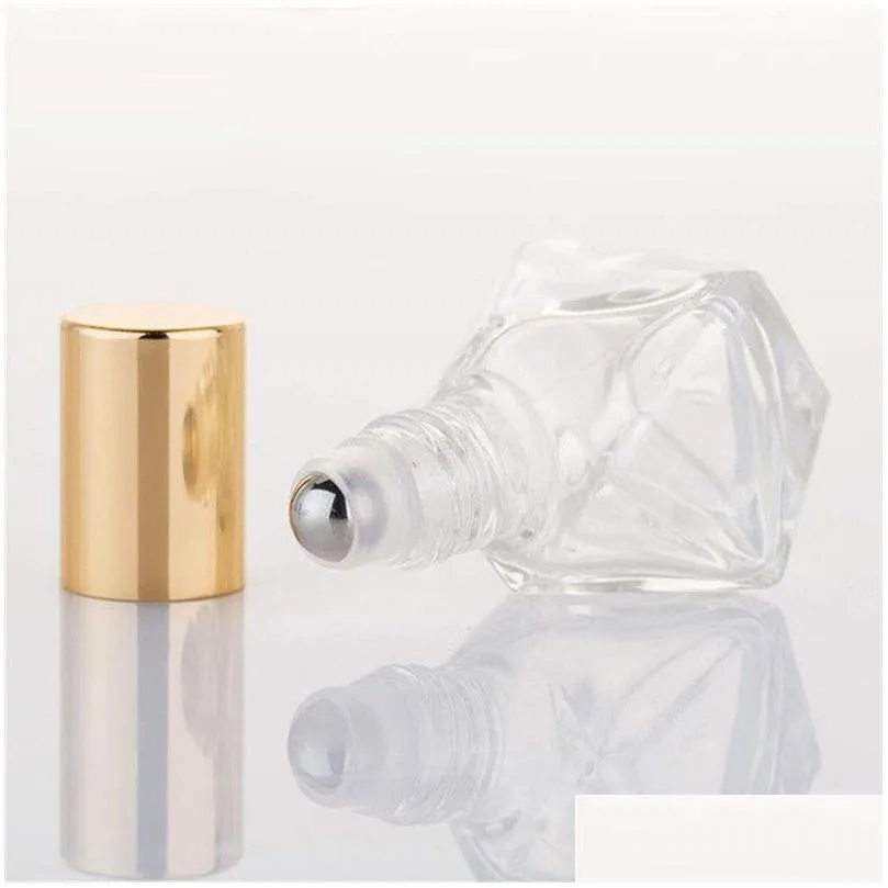 Packing Bottles Wholesale 8Ml Mini Clear Glass Roll On Bottle With Stainless Steel Roller Ball Portable Travel Polygonal Cosmetic Stor Dhtdt