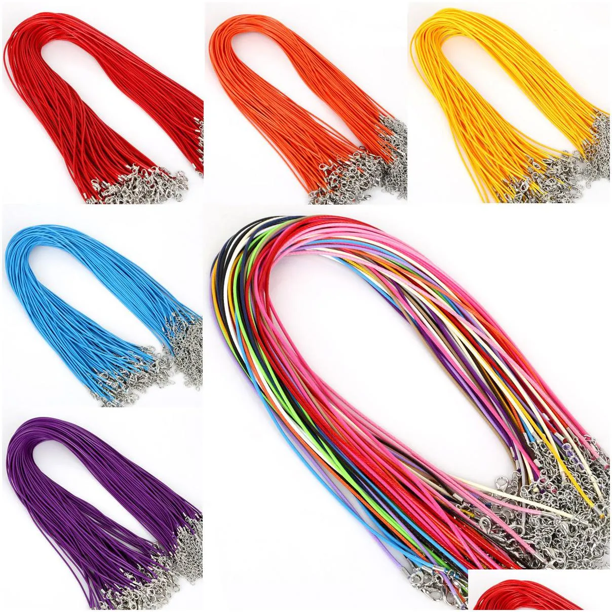 Cord & Wire 1.5Mm 2Mm Wax Leather Beading Necklace Cord String Snake Rope Wire Lobster Clasp Chain Fashion Diy Jewelry Components In B Dhzvz