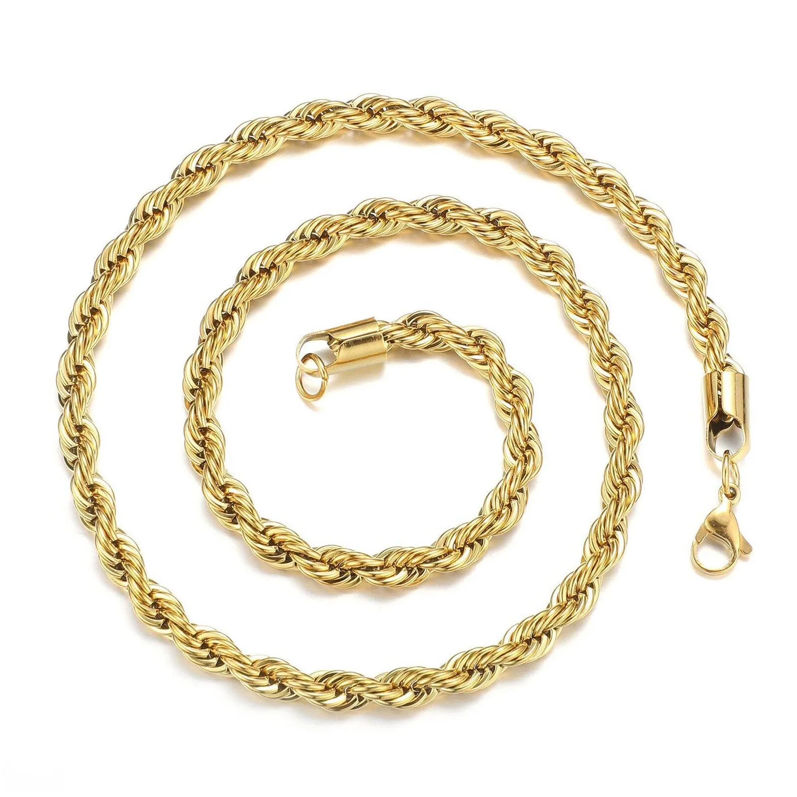 Chains 2-6Mm Twisted Singapore Gold Chain Necklace Stainless Steel Never Fade Waterproof Choker Men Women Fashion Jewelry Jewelry Neck Dhwec