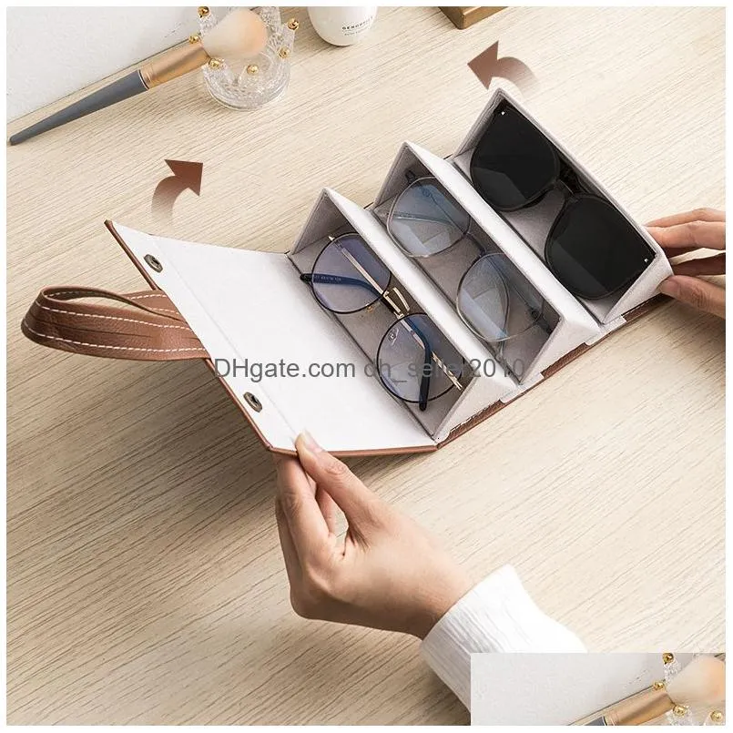 Storage Boxes & Bins Storage Boxes Bins Foldable Glasses Holder Case Portable Sunglasses Organizer Travel Versatile Pouch For Eyeglass Dhq4T