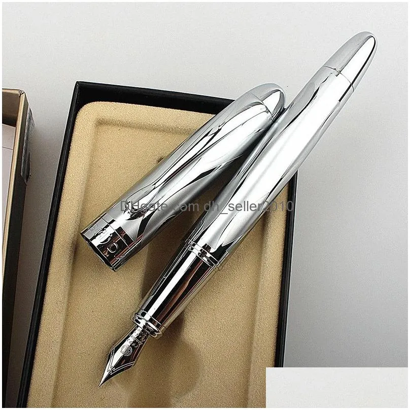 Fountain Pens Wholesale Fountain Pens Sier Engraving Pen 0.38Mm 0.5Mm Selling Ink Gift High Quality Student Supplies Calligraphy Offic Dhmke