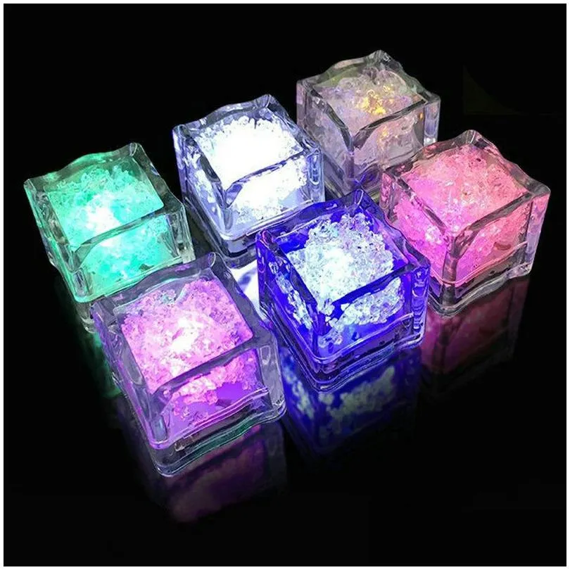 waterproof led ice cube toys multi color flashing glow in the dark led light up for bar club drinking party wine wedding decoration