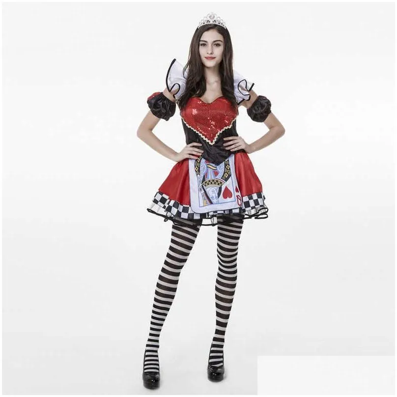 Other Festive & Party Supplies Queen Of Hearts Alice In Wonderland Costume Poker Cosplay Halloween Masquerade Costumes Y Dress G0925 H Dhov4